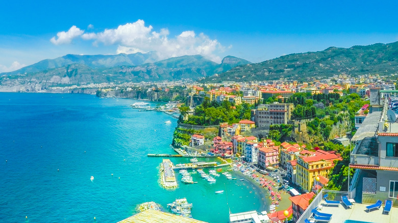 Colorful buildings on bay in Italy