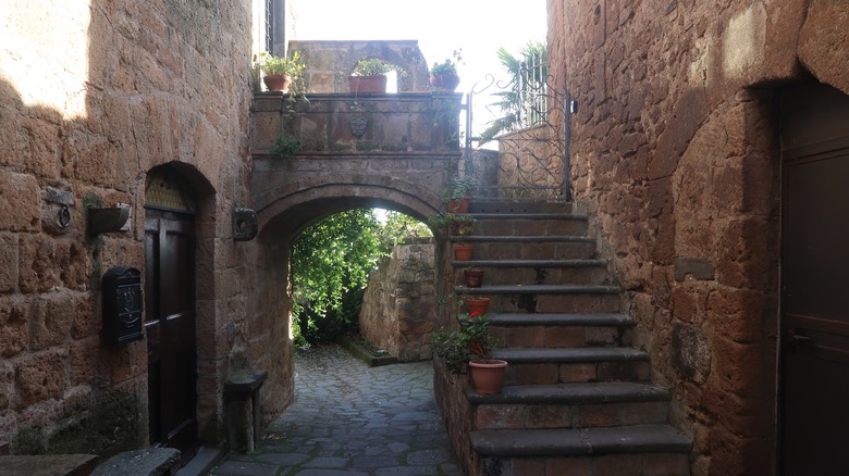 A quiet street in Civita di Bagnoregio, Italy
