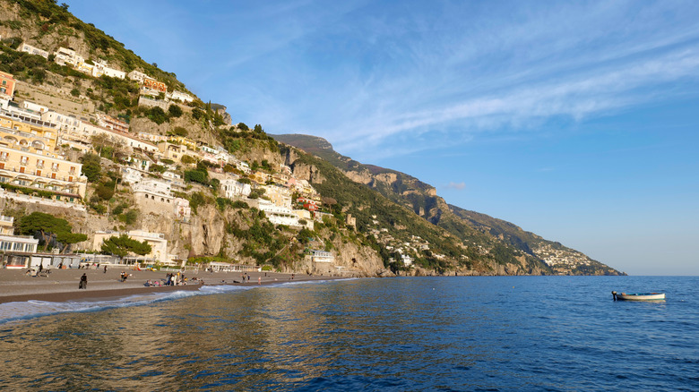 Winter sun on the town of Positano