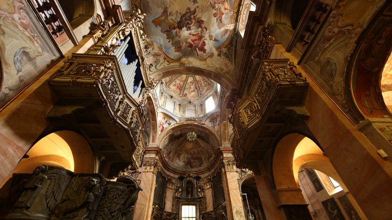 Ceiling frescoes inside the Basilica di San Giulio on the Isola San Giulio