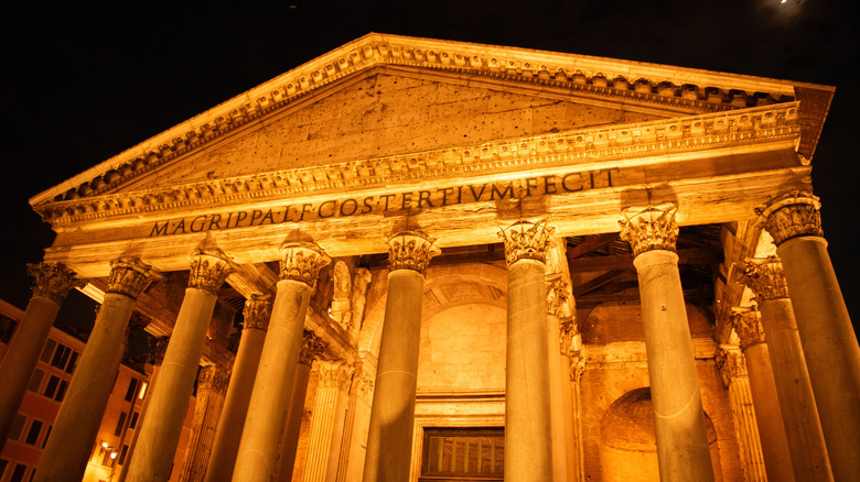 exterior of the Pantheon at night