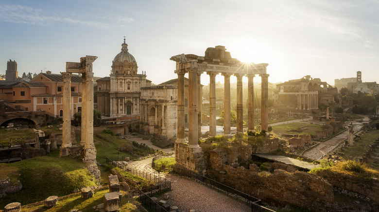 Shot of the Roman Forum from above