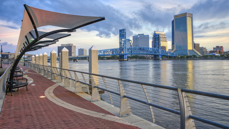 An overview shot of Southbank Riverwalk