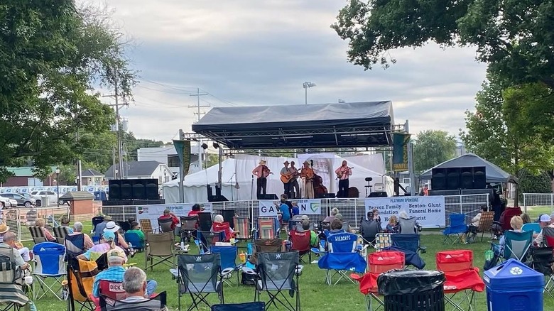 Music lovers enjoy one of the performances at the Bluegrass in the Park festival in Henderson