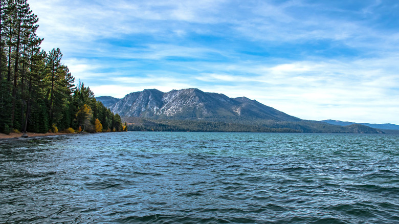 View of the mountains from Pope Beach on Lake Tahoe