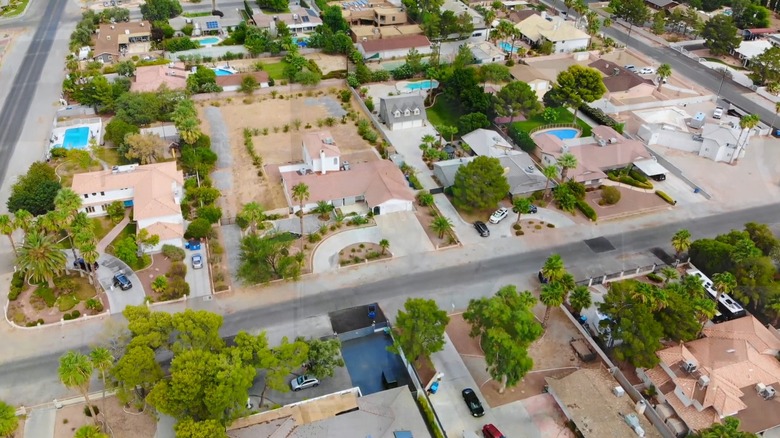 Aerial view of tree-filled suburb in Spring Valley