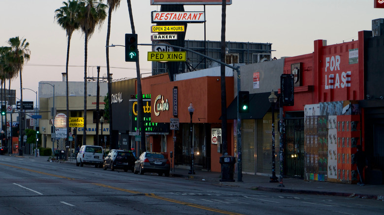 Fairfax Avenue in Los Angeles at dusk