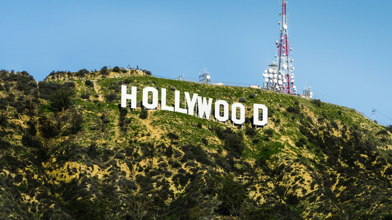 The iconic Hollywood sign on a hilltop