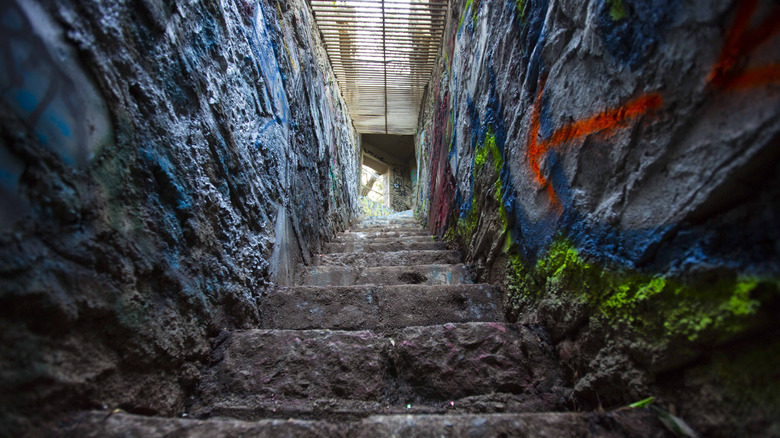 Graffiti on a stairway at the Old LA Zoo