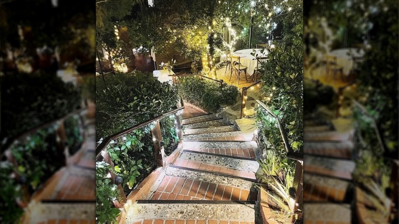Stairs down to Inn of the Seventh Ray in Los Angeles