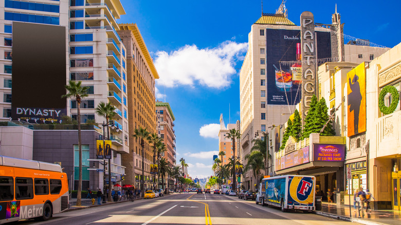 A street view of Sunset Boulevard in Los Angeles