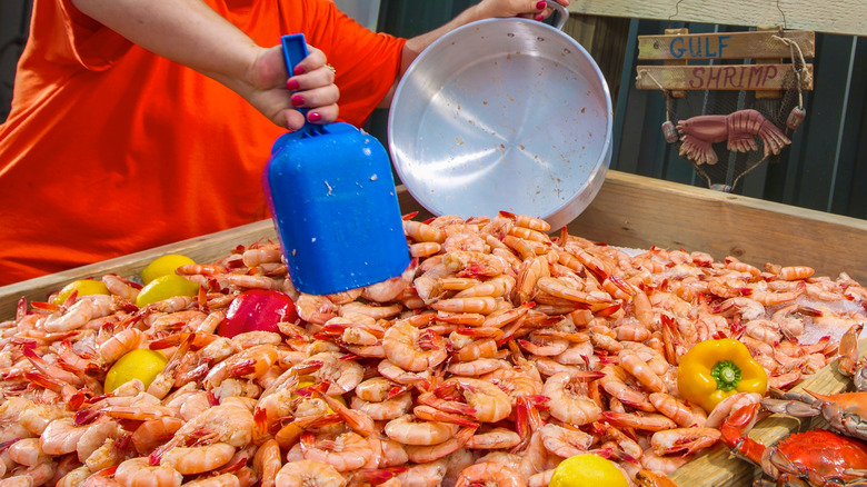 fresh prawns at the seafood market in Delcambre