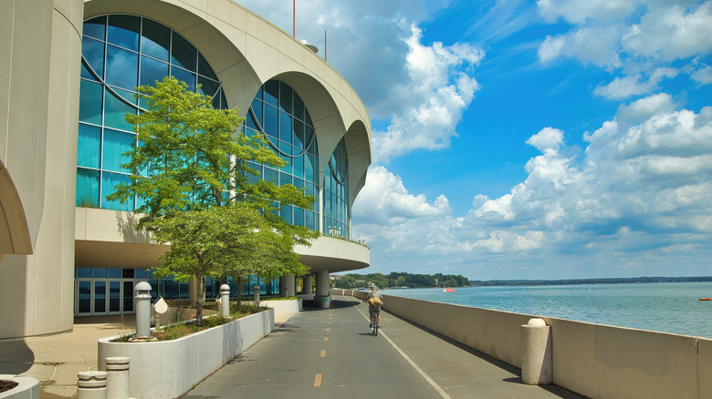 Bike path in front of Monona Terrace