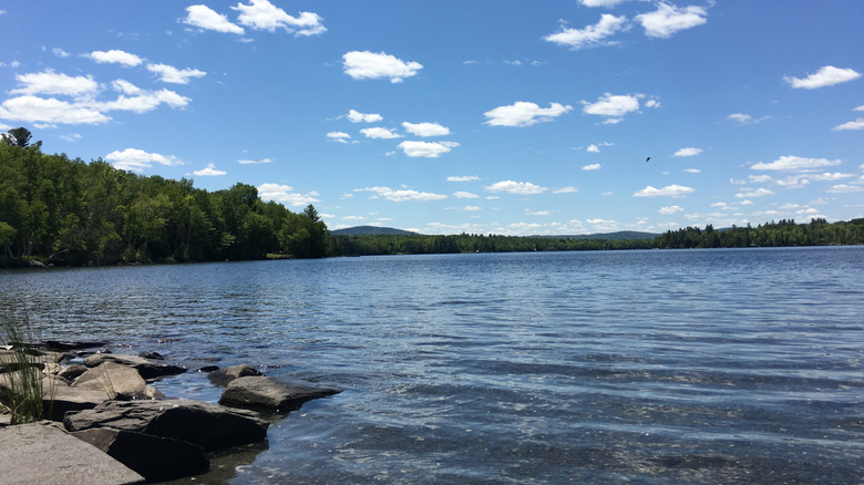 Lake on a sunny day in Monson, Maine