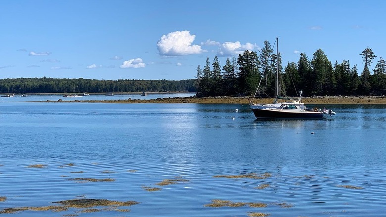 A boat in Penobscot Bay near Warren Island in Maine