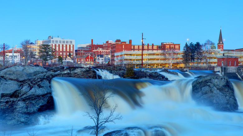 The Androscoggin River winds through Lewiston, Maine