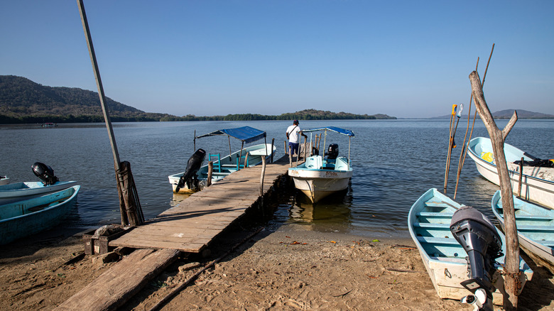Boats on the dock in Lagunas de Chacahua National Park
