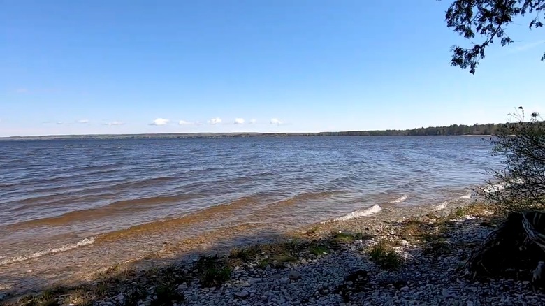 Black Lake at Michigan's Onaway State Park with a cobblestone shoreline