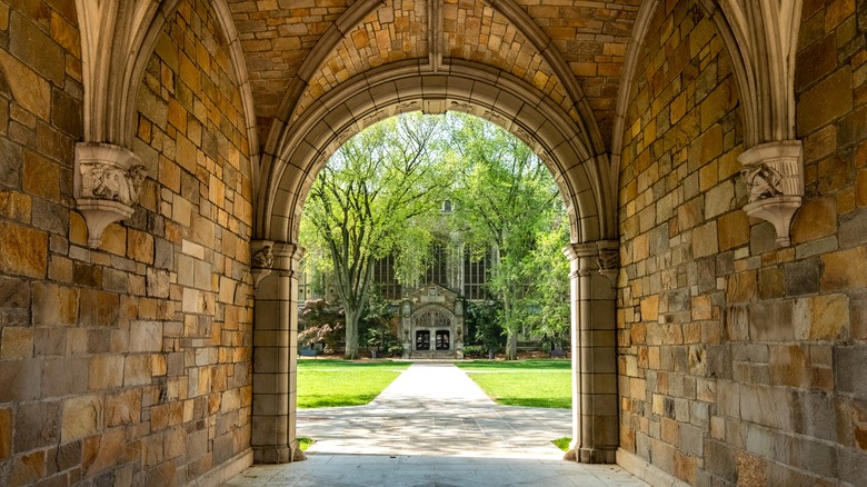 Stone archway at University of Michigan law school