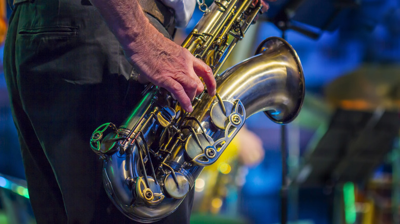 Saxophonist playing on stage