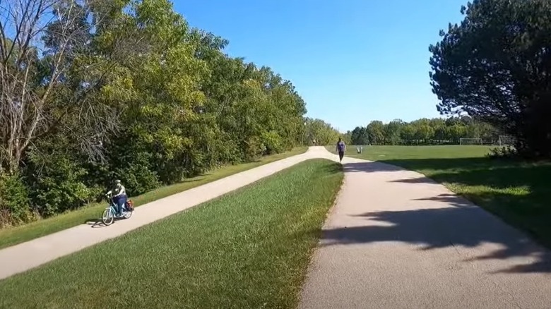 People on trails at a Bay View park