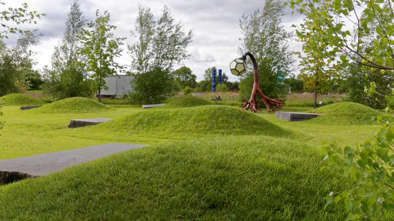 Sculptures and mounds at Franconia Sculpture Park