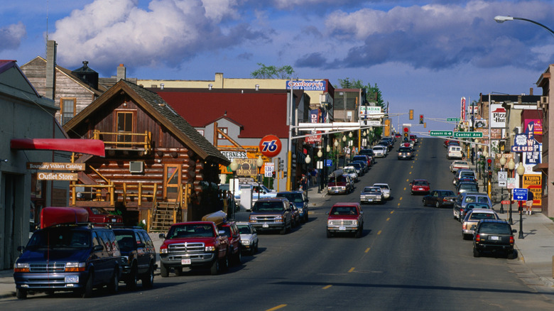 Buildings and cars in downtown Ely