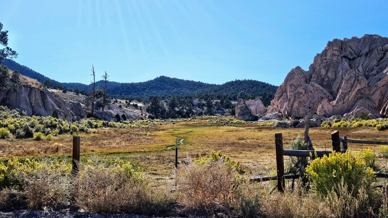 Old gate at Echo Canyon State Park in Pioche Nevada