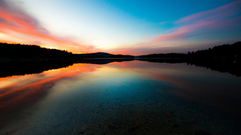 Sunset skies above Newfound Lake in New Hampshire.