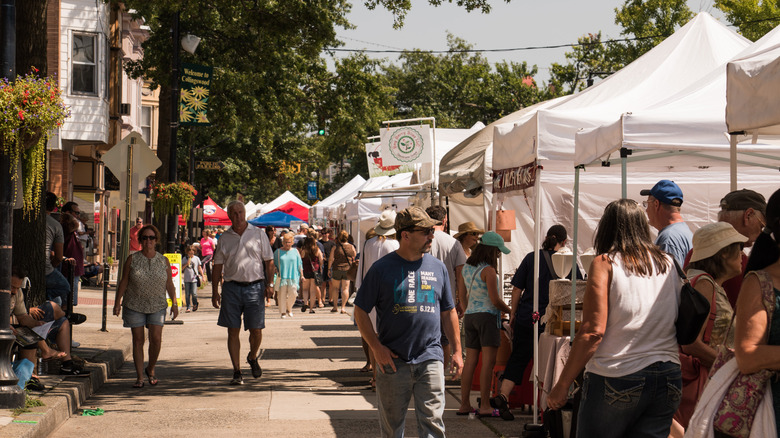People walking by market in Collingswood