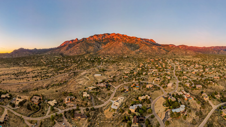 Homes at the base of the Sandia Mountains