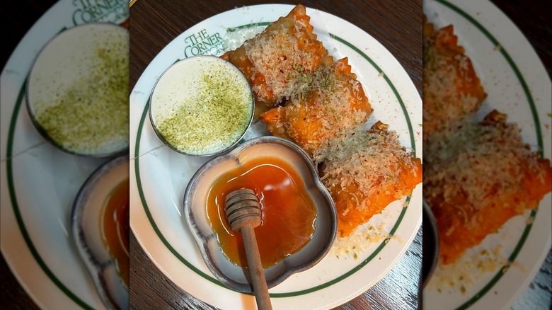 Five Cheese Pizza Rolls with honey