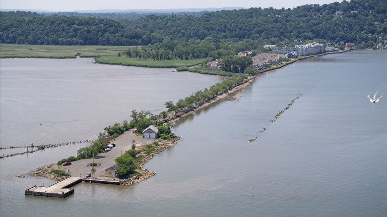 An elevated view of Piermont Pier, New York