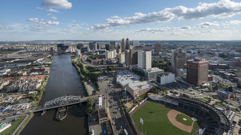 Newark aerial view with clouds