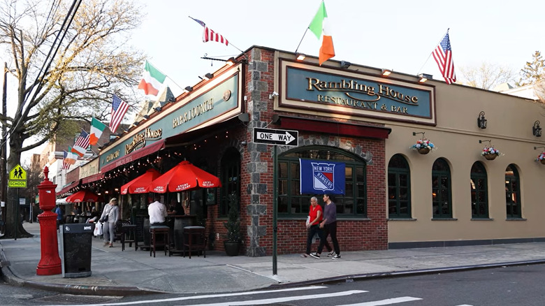 Exterior shot of Rambling House Irish pub in Little Ireland, the Bronx, NYC