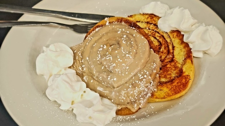 A cinnamon roll, toasted, at the Hamburger Inn Diner.