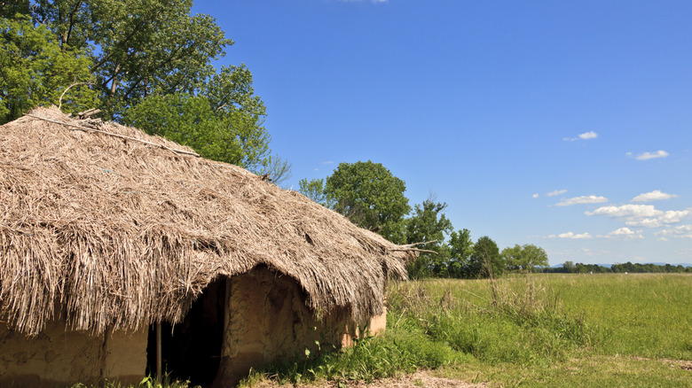 Traditional Native American house at the Spiro Mounds, Oklahoma