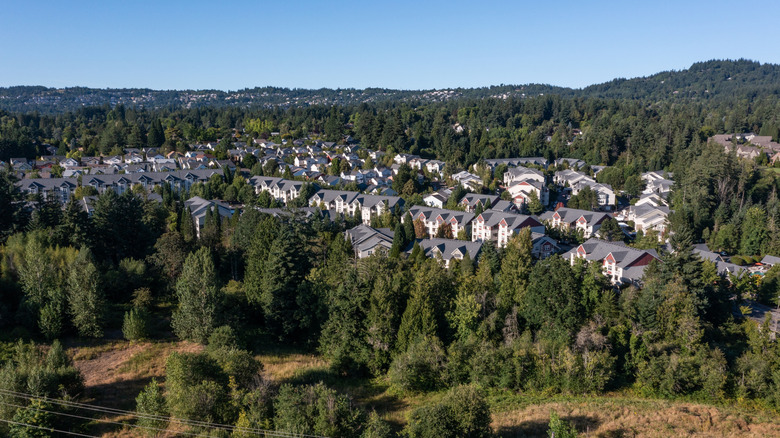 overhead shot of housing in Cedar Mill, Oregon