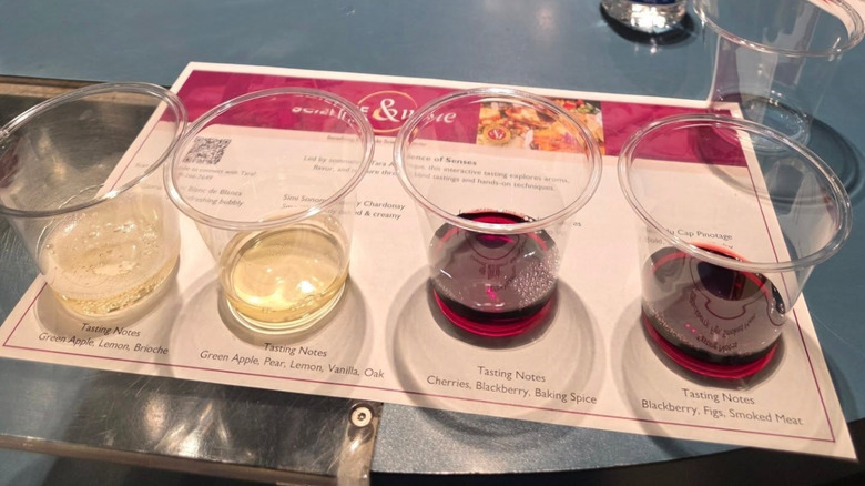 wine samples in cups at Orlando Science Center Science and Wine event