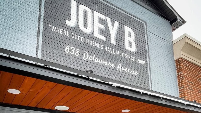 The storefront and signage for Joey B's bar