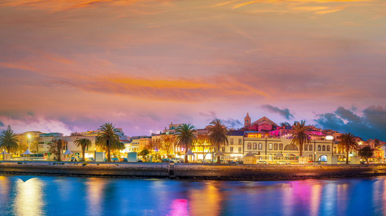 Skyline of downtown Lagos at sunset