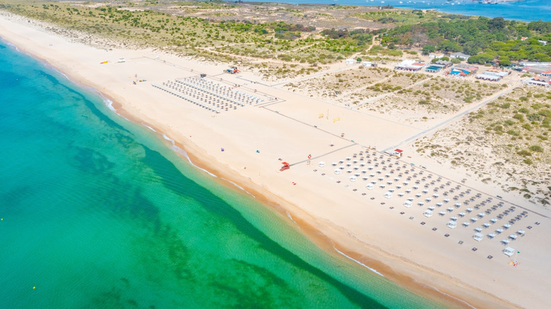 Aerial view of Ilha de Tavira in Portugal