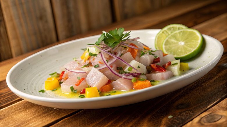 Fresh Peruvian ceviche.