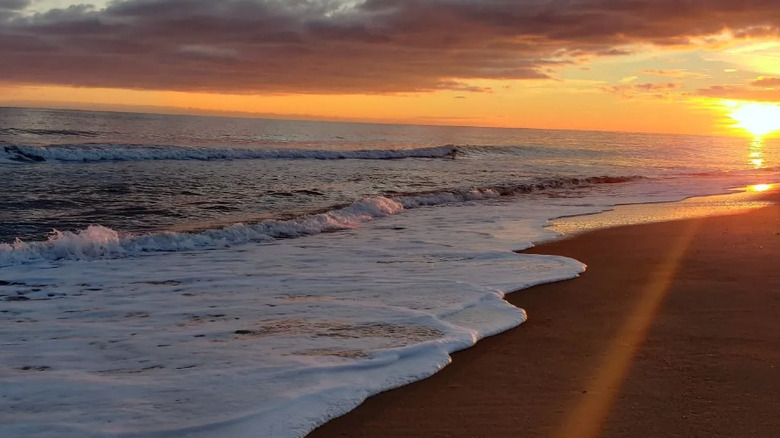 Misquamicut Beach in Rhode Island during sunset