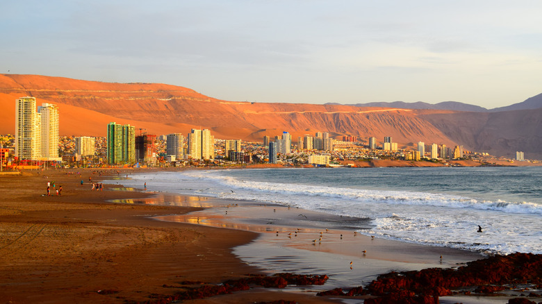 sunset at Iquique beach