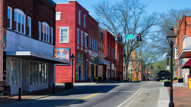 Beautiful brick buildings in downtown Rogersville, Tennessee
