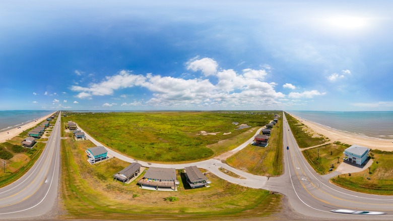 Arial view of the Bolivar Peninsula in Texas