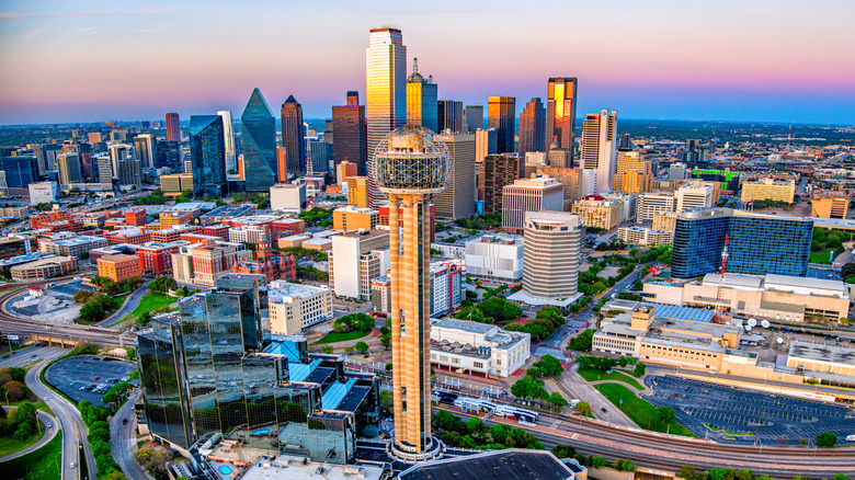 An aerial view of downtown Dallas