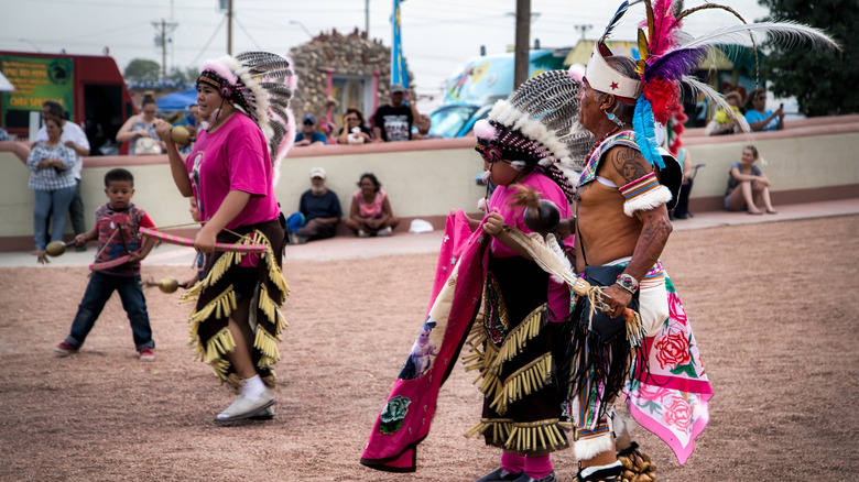 El Paso, Texas. Members of the Ysleta del Sur Tribe celebrating at a local festival.