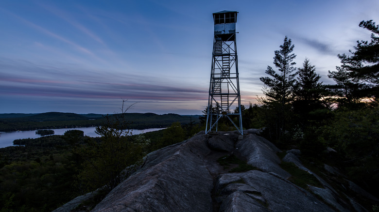 Firetower at the top of Bald Mountain-Rondaxe in the Adirondack Mountains